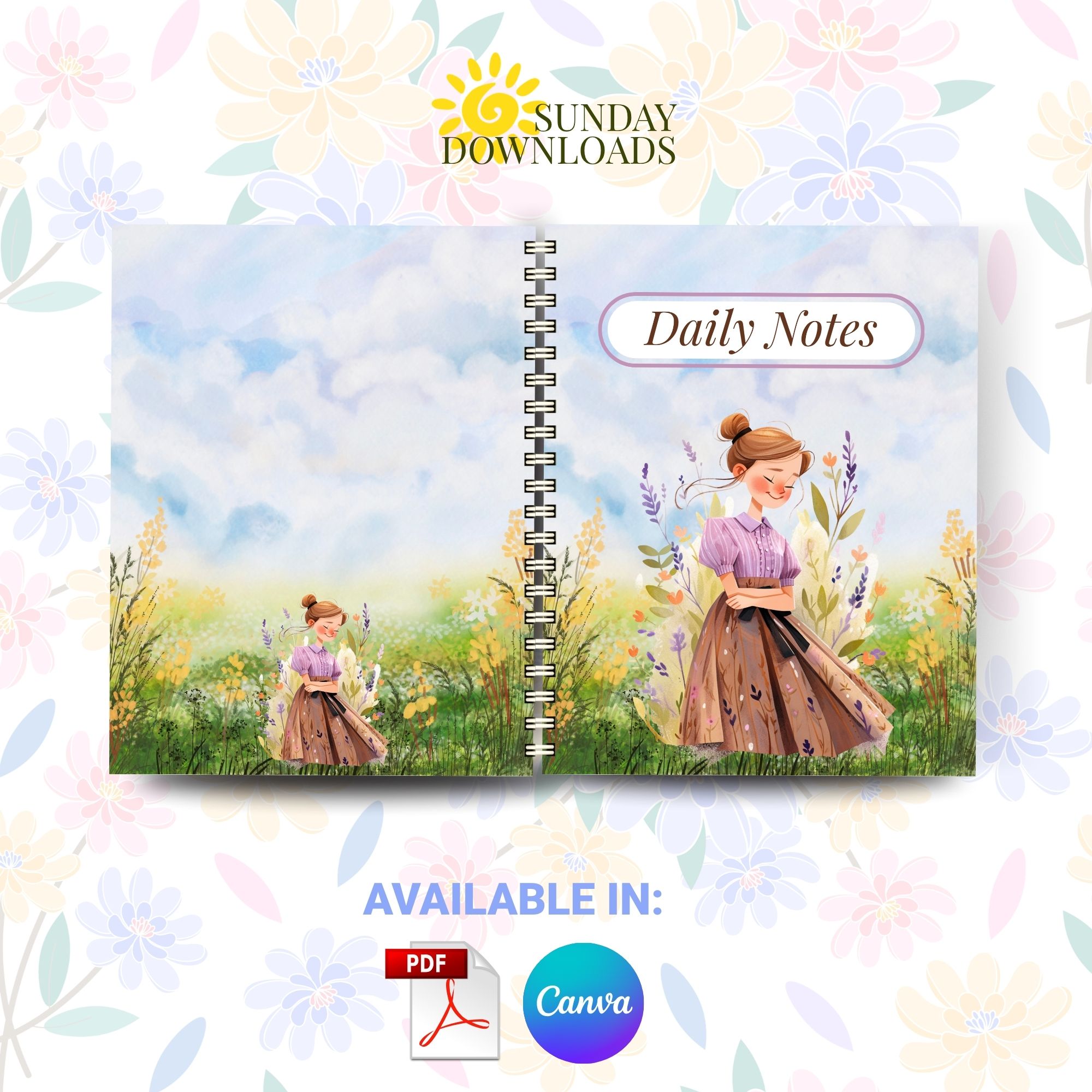 Cottagecore Notebook Cover Bundle (Spring and Bind) | Editable Canva Ready to Print PDF Instant Download - Image 5