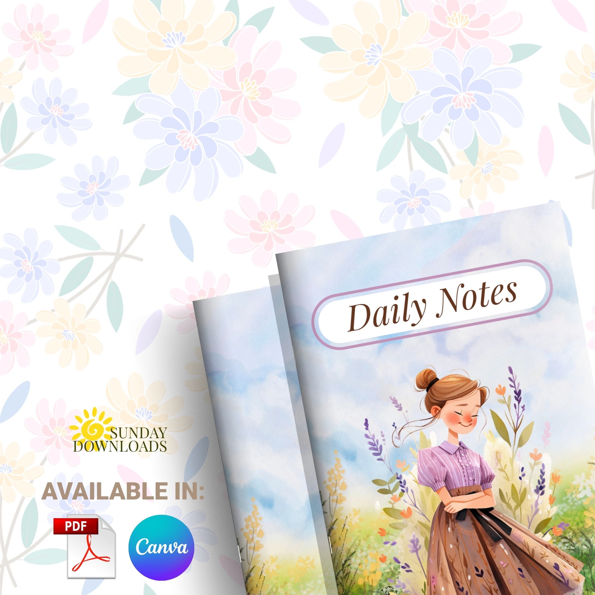 Cottagecore Notebook Cover Bundle (Spring and Bind) | Editable Canva Ready to Print PDF Instant Download - Image 6