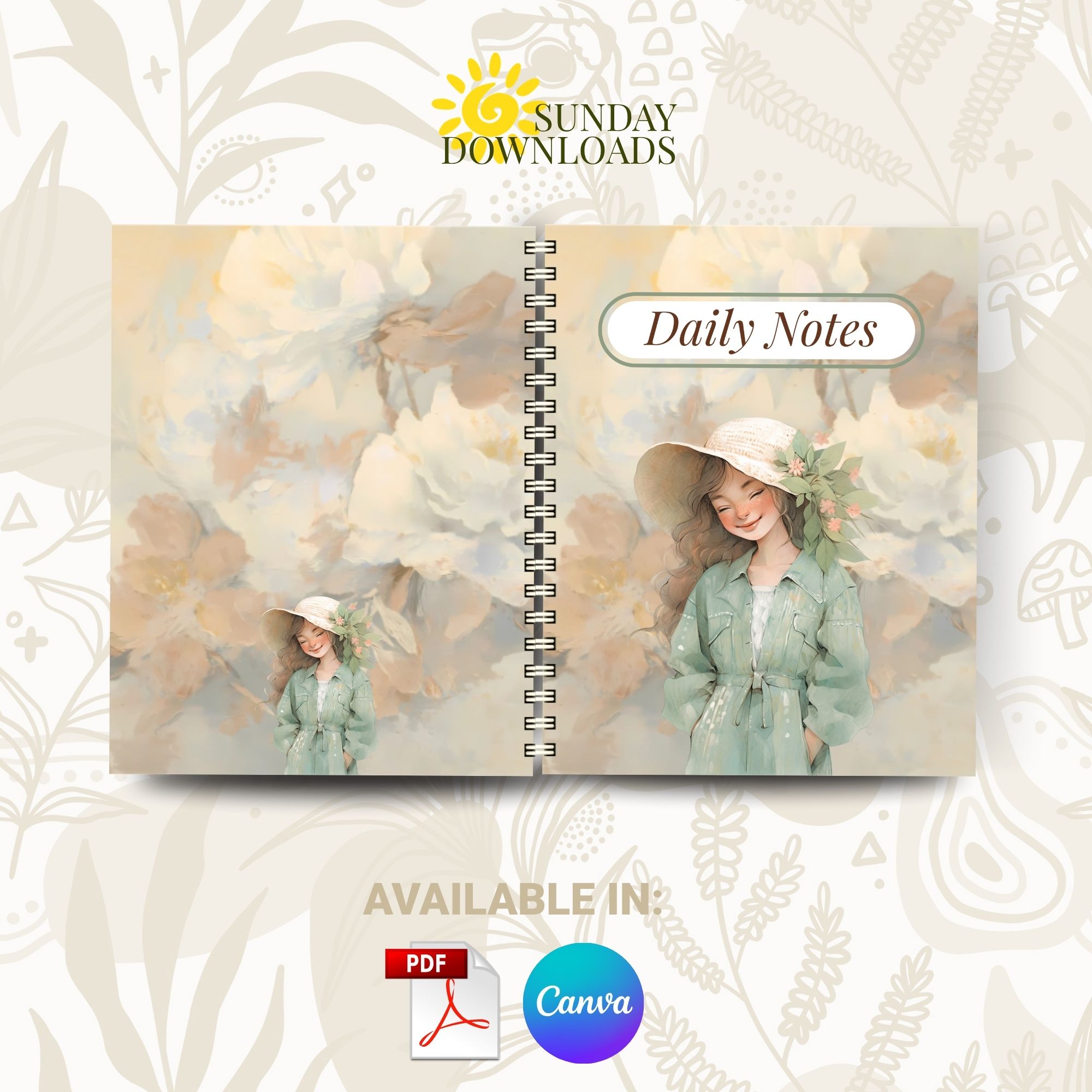 Cottagecore Notebook Cover Bundle (Spring and Bind) | Editable Canva Ready to Print PDF Instant Download - Image 14