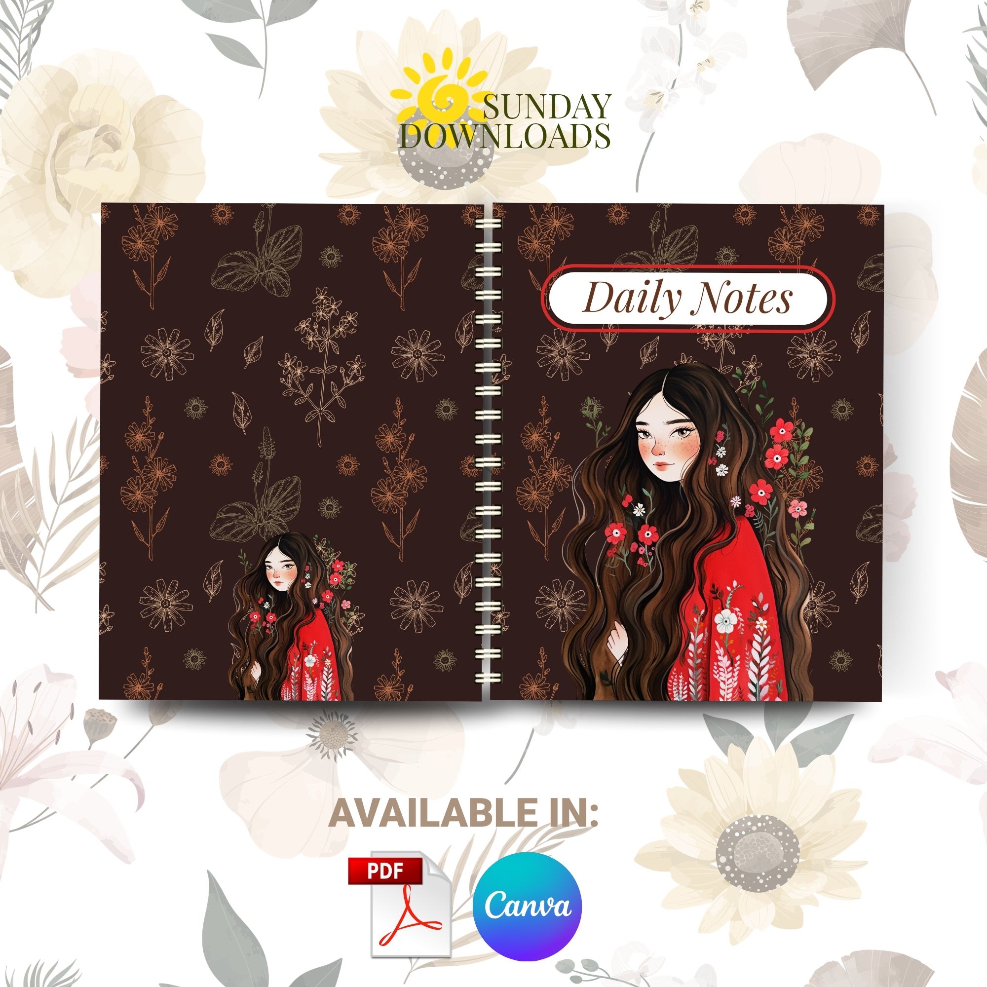 Cottagecore Notebook Cover Bundle (Spring and Bind) | Editable Canva Ready to Print PDF Instant Download - Image 8
