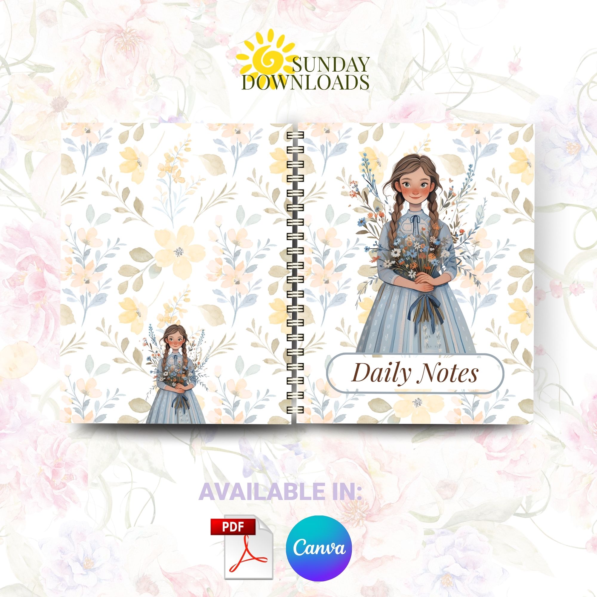 Cottagecore Notebook Cover Bundle (Spring and Bind) | Editable Canva Ready to Print PDF Instant Download - Image 17