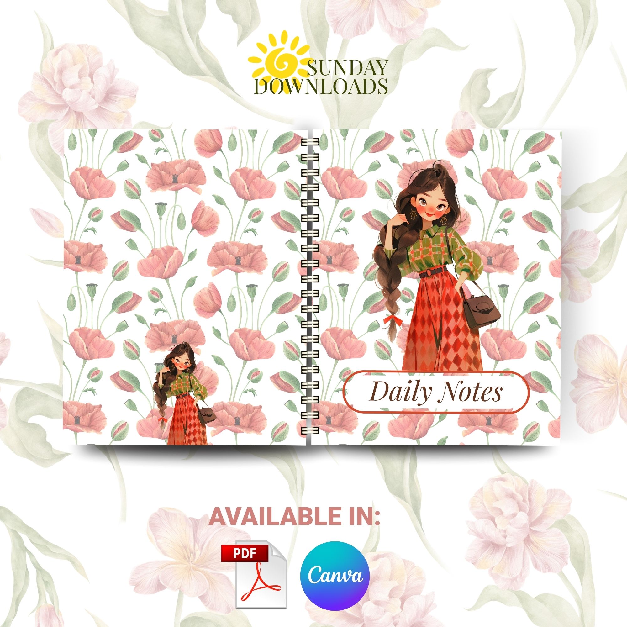 Cottagecore Notebook Cover Bundle (Spring and Bind) | Editable Canva Ready to Print PDF Instant Download - Image 20