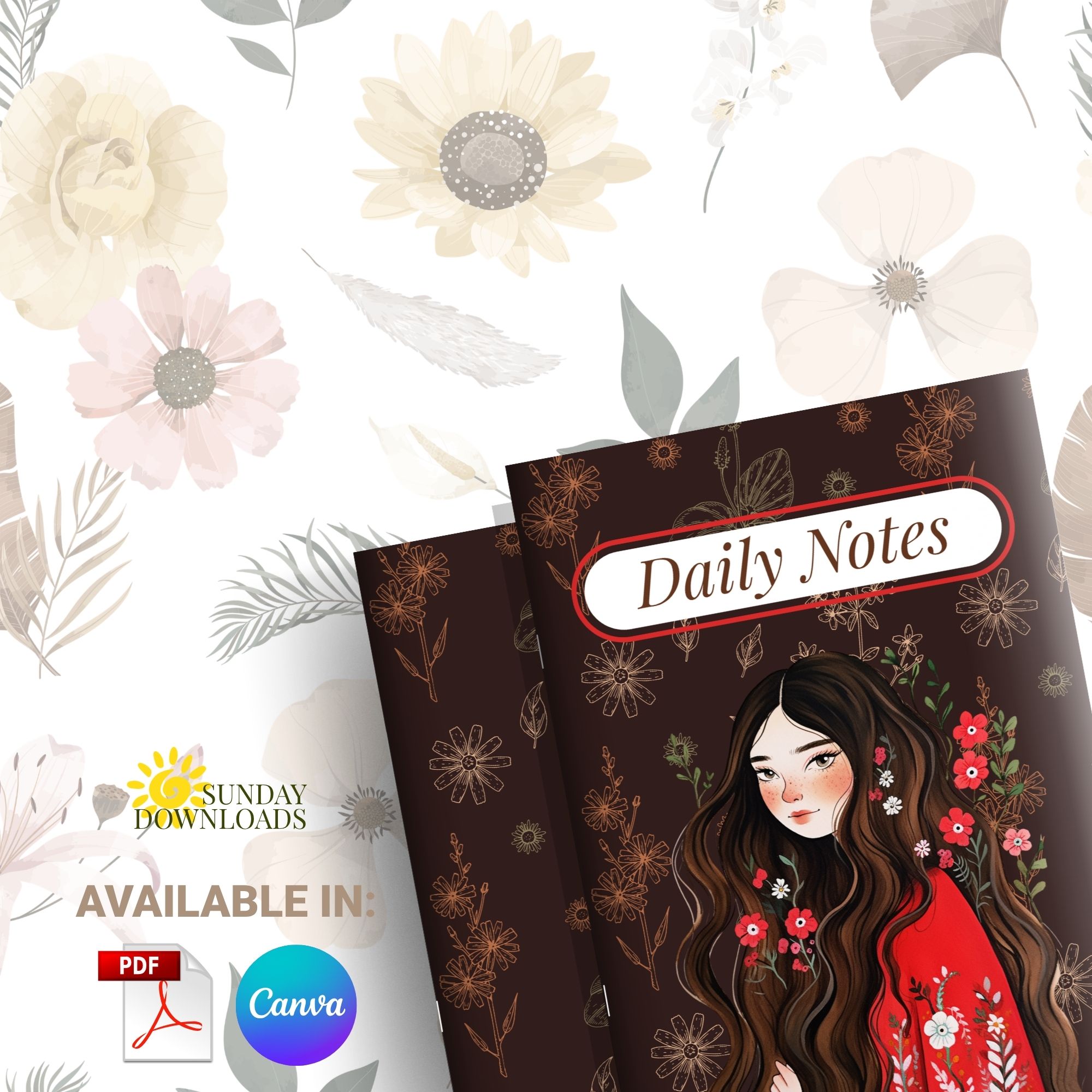 Cottagecore Notebook Cover Bundle (Spring and Bind) | Editable Canva Ready to Print PDF Instant Download - Image 9