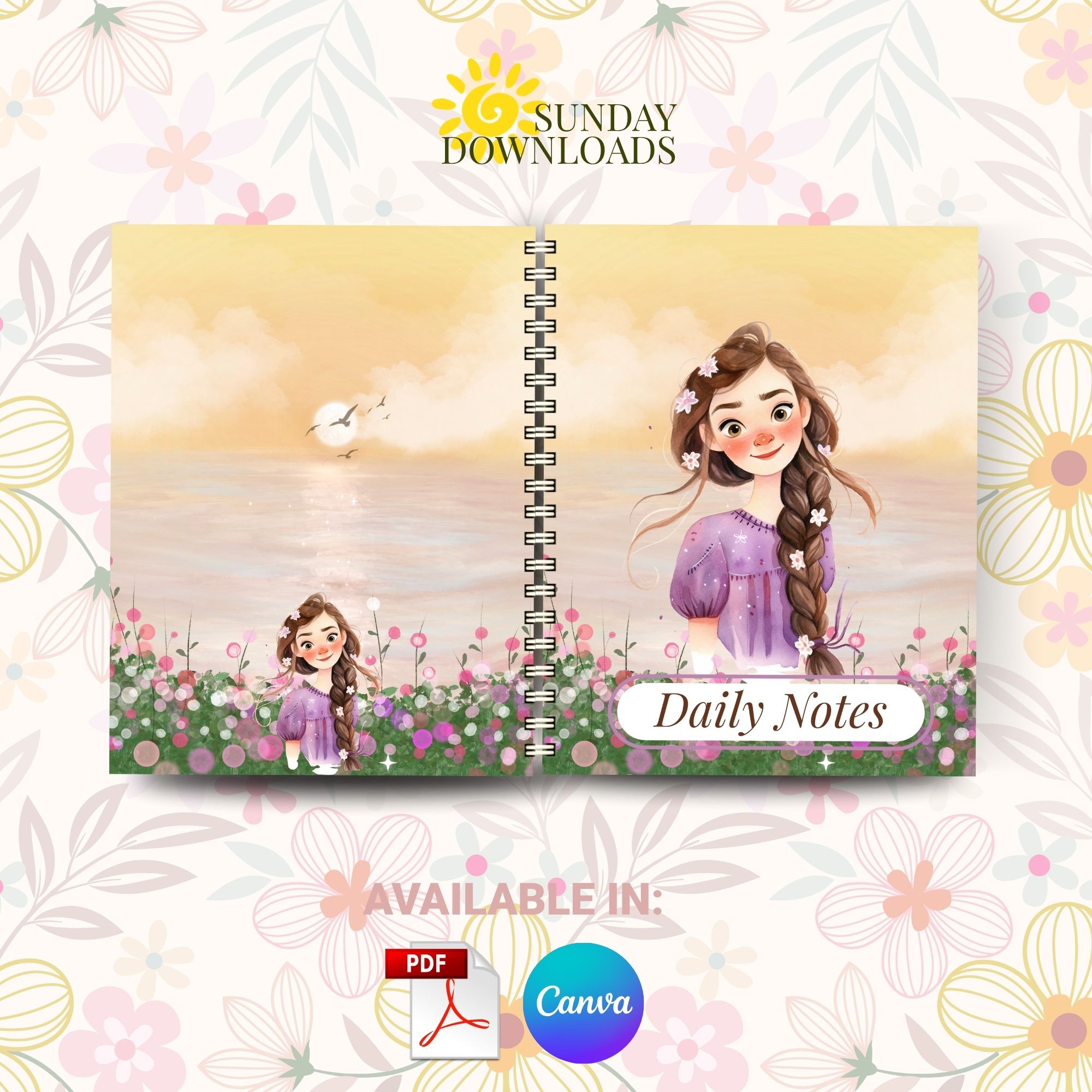 Cottagecore Notebook Cover Bundle (Spring and Bind) | Editable Canva Ready to Print PDF Instant Download - Image 2