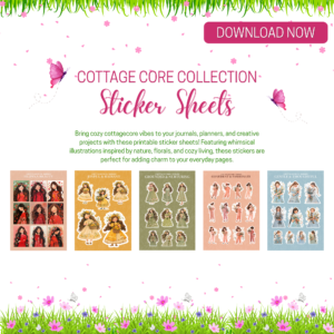 25 Cottage Core Sticker Sheets PDF | Printable Journal Stickers | Instant Download