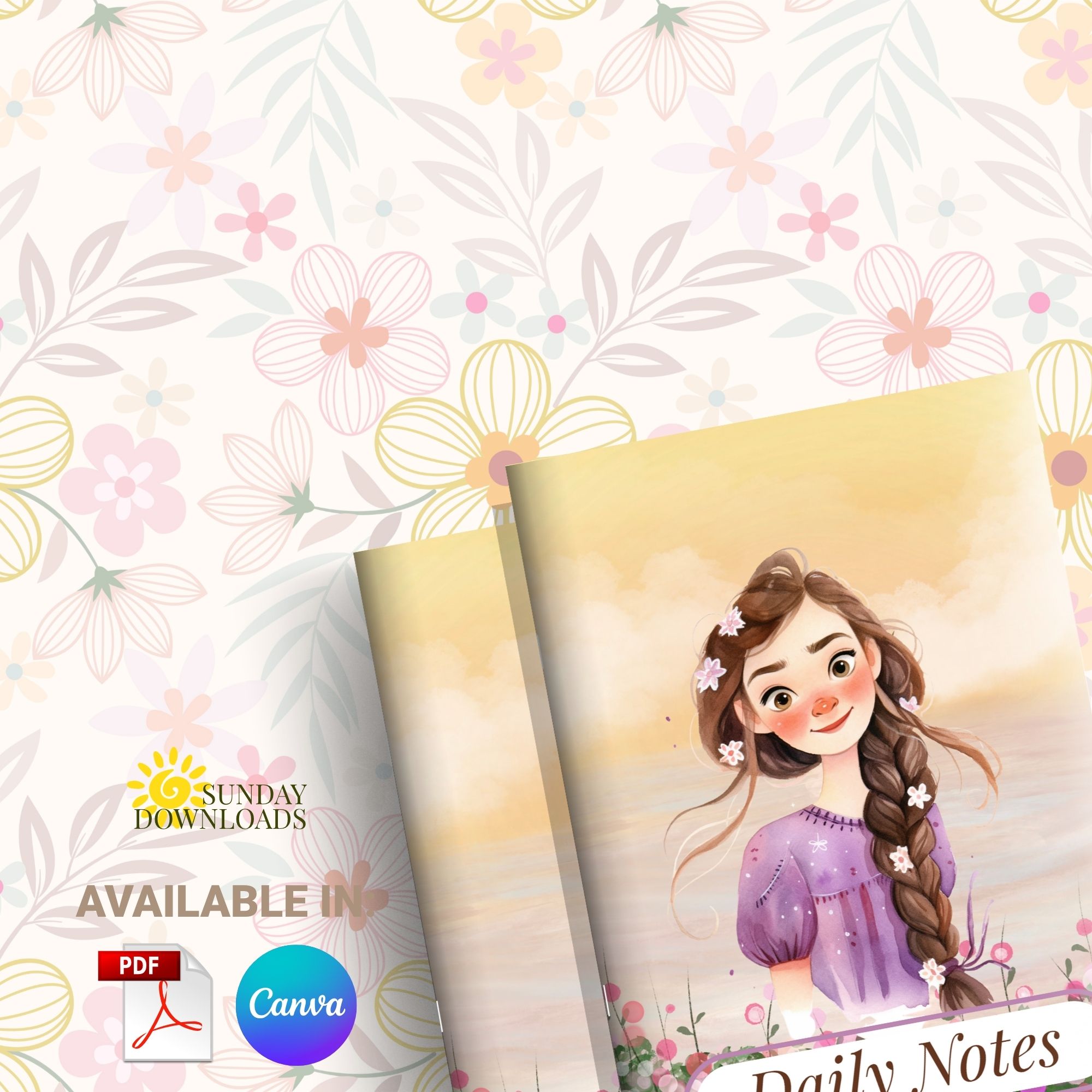 Cottagecore Notebook Cover Bundle (Spring and Bind) | Editable Canva Ready to Print PDF Instant Download - Image 3